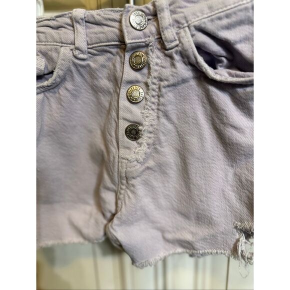 ZARA Girls Distressed Button Fly Cut Off Denim Jean Shorts Purple Size 10 - Picture 3 of 7